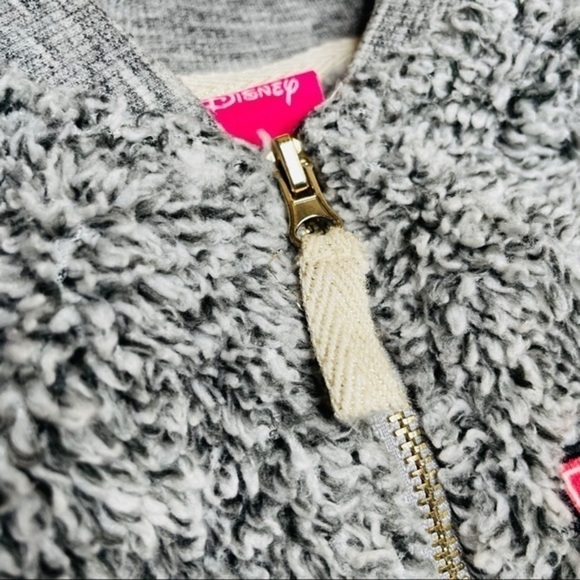 𝅺disney Minnie Mouse Grey Sherpa Fluffy Jacket - Picture 4 of 12